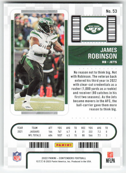 2022 Panini Contenders #53 James Robinson New York Jets FB1-653