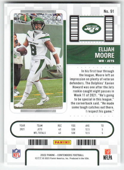 2022 Panini Contenders #91 Elijah Moore New York Jets FB1-656