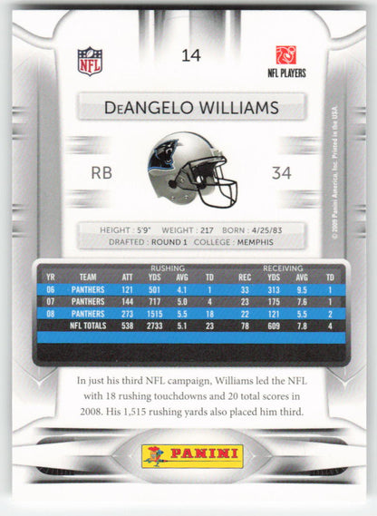 2009 Playoff Prestige #14 DeAngelo Williams Carolina Panthers FB1-657