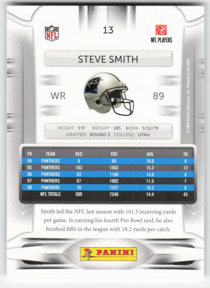 2009 Playoff Prestige #13 Steve Smith Carolina Panthers FB1-661
