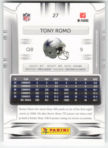 2009 Playoff Prestige #27 Tony Romo Dallas Cowboys FB1-663