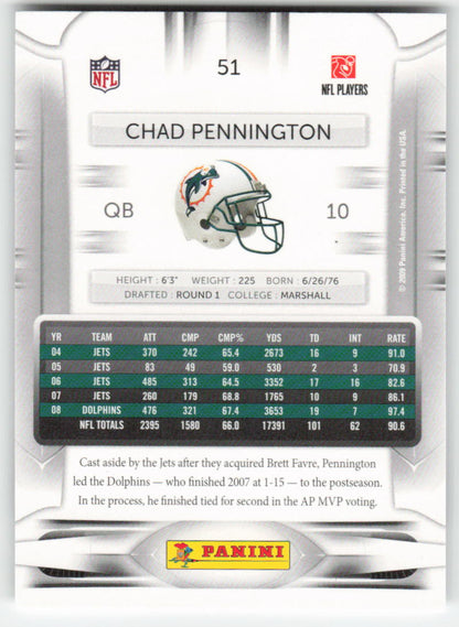 2009 Playoff Prestige #51 Chad Pennington Miami Dolphins FB1-668