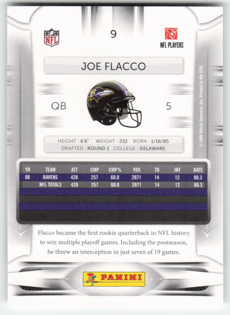 2009 Playoff Prestige #9 Joe Flacco Baltimore Ravens FB1-669