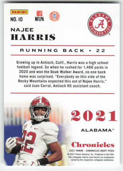 2021 Panini Chronicles Draft Picks #10 Najee Harris Alabama Crimson Tide FB1-671