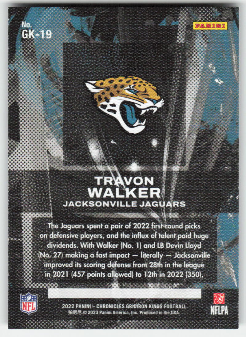 2022 Panini Chronicles #GK-19 Travon Walker Gridiron Kings Jaguars FB1-675