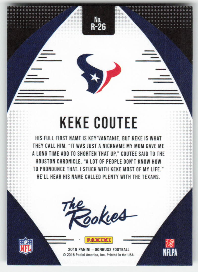 2018 Donruss #R-26 Keke Coutee The Rookies Houston Texans FB1-711