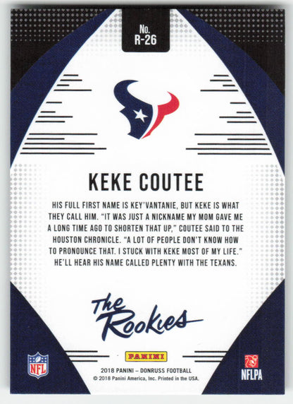 2018 Donruss #R-26 Keke Coutee The Rookies Houston Texans FB1-711