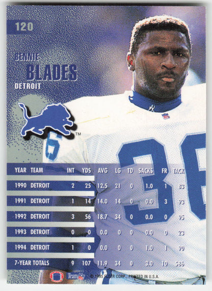 1995 Fleer Shell FACT #11 Bennie Blades Detroit Lions FB1-712