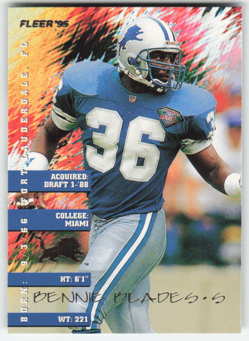 1995 Fleer Shell FACT #11 Bennie Blades Detroit Lions FB1-712