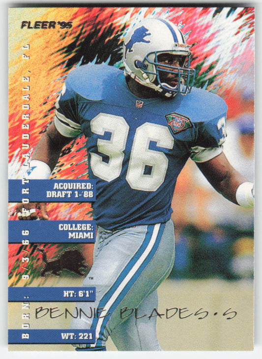 1995 Fleer Shell FACT #11 Bennie Blades Detroit Lions FB1-712