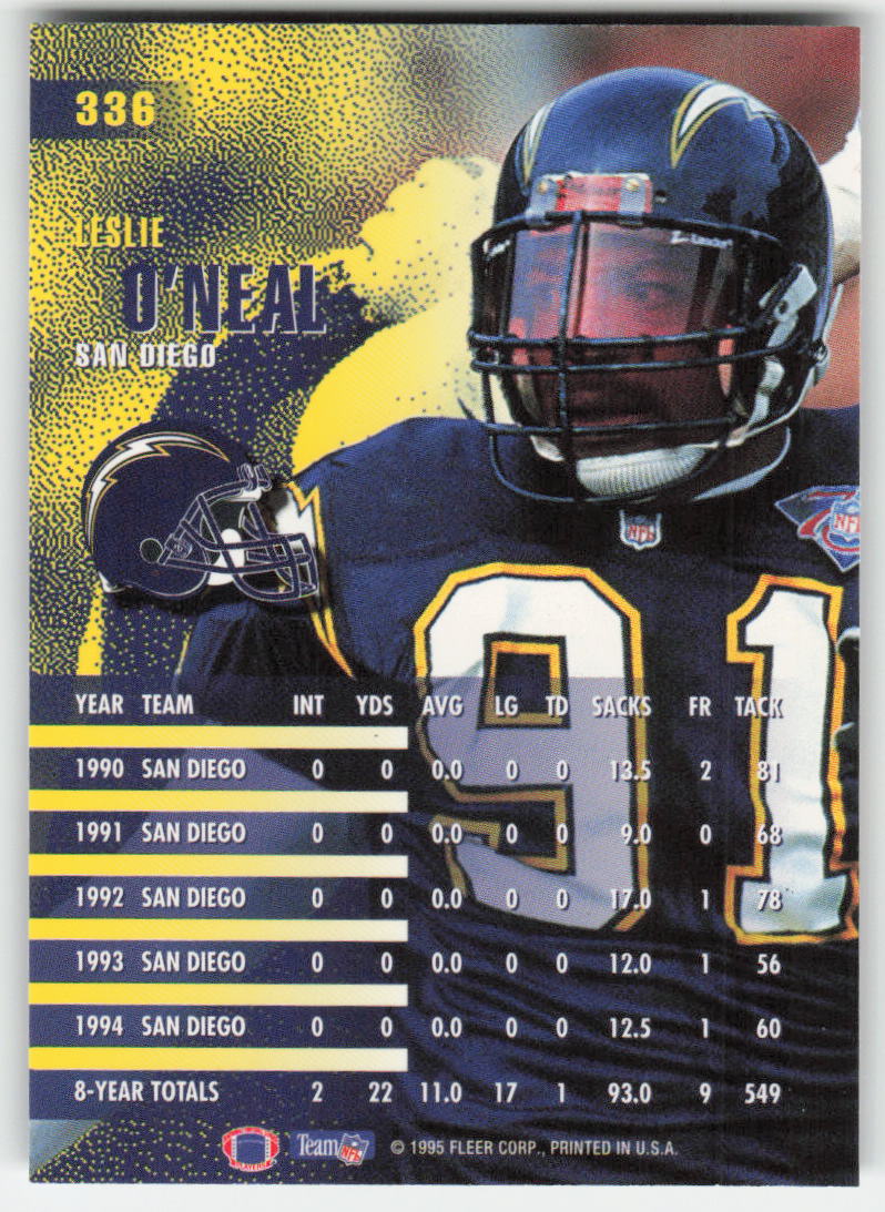 1995 Fleer #336 Leslie O'Neal San Diego Chargers FB1-714