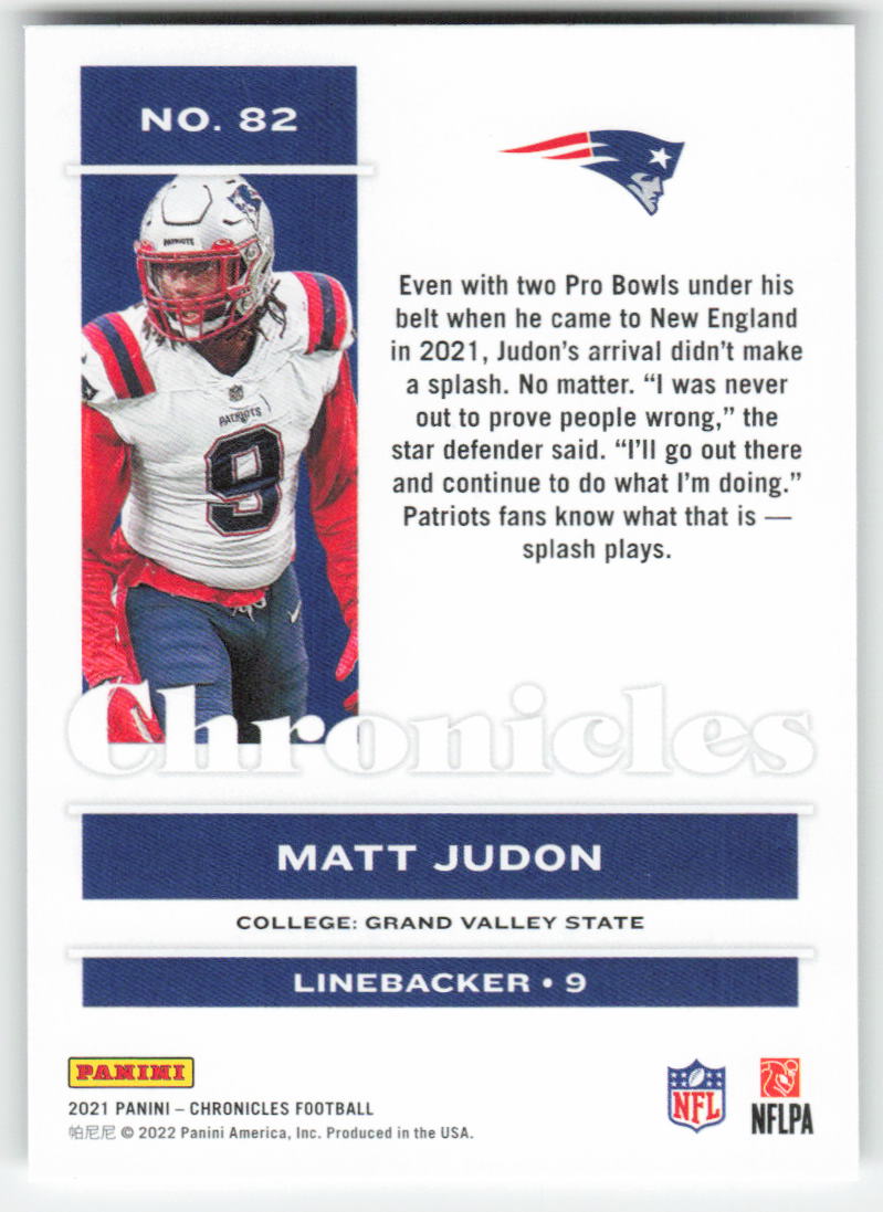 2021 Panini Chronicles #82 Matt Judon New England Patriots FB1-716