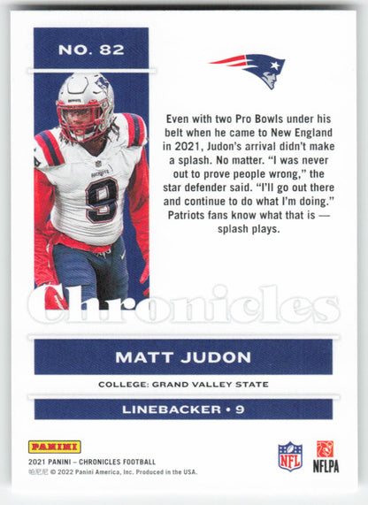 2021 Panini Chronicles #82 Matt Judon New England Patriots FB1-716