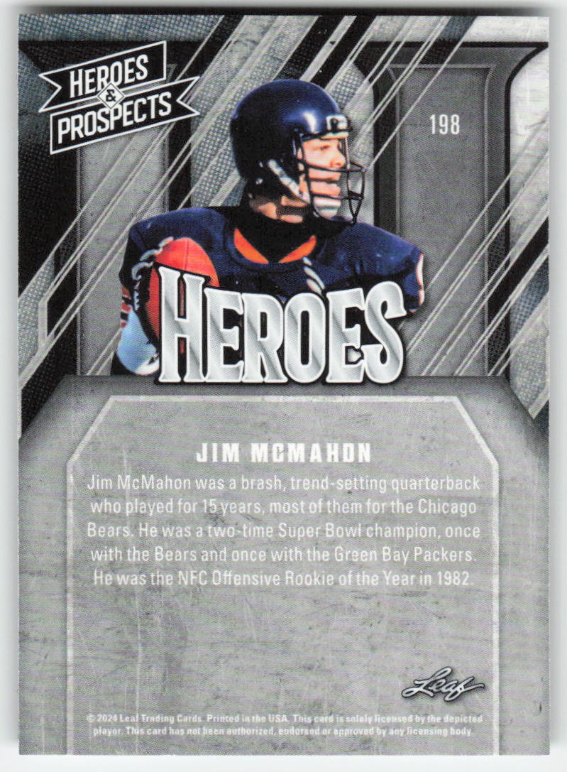 2024 Leaf Heroes & Prospects #198 Jim McMahon Chicago Bears FB1-717