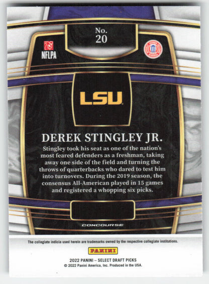 2022 Panini Select Draft Picks #20 Derek Stingley Jr. Blue Retail LSU FB1-721