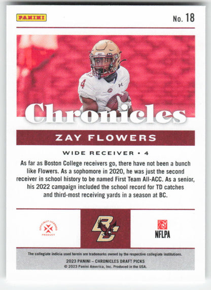 2023 Panini Chronicles Draft Picks #18 Zay Flowers Boston College Eagles FB1-723