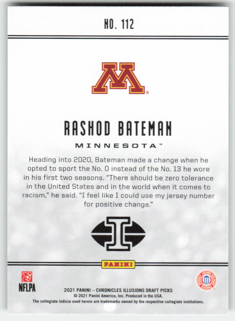 2021 Panini Chronicles #8 Rashod Bateman Baltimore Ravens Rookie FB1-724