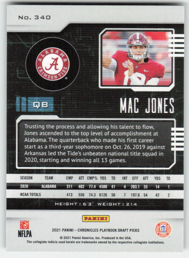 2021 Panini Chronicles Draft Picks #340 Mac Jones Alabama Crimson Tide FB1-728