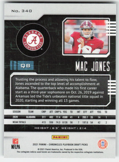 2021 Panini Chronicles Draft Picks #340 Mac Jones Alabama Crimson Tide FB1-728