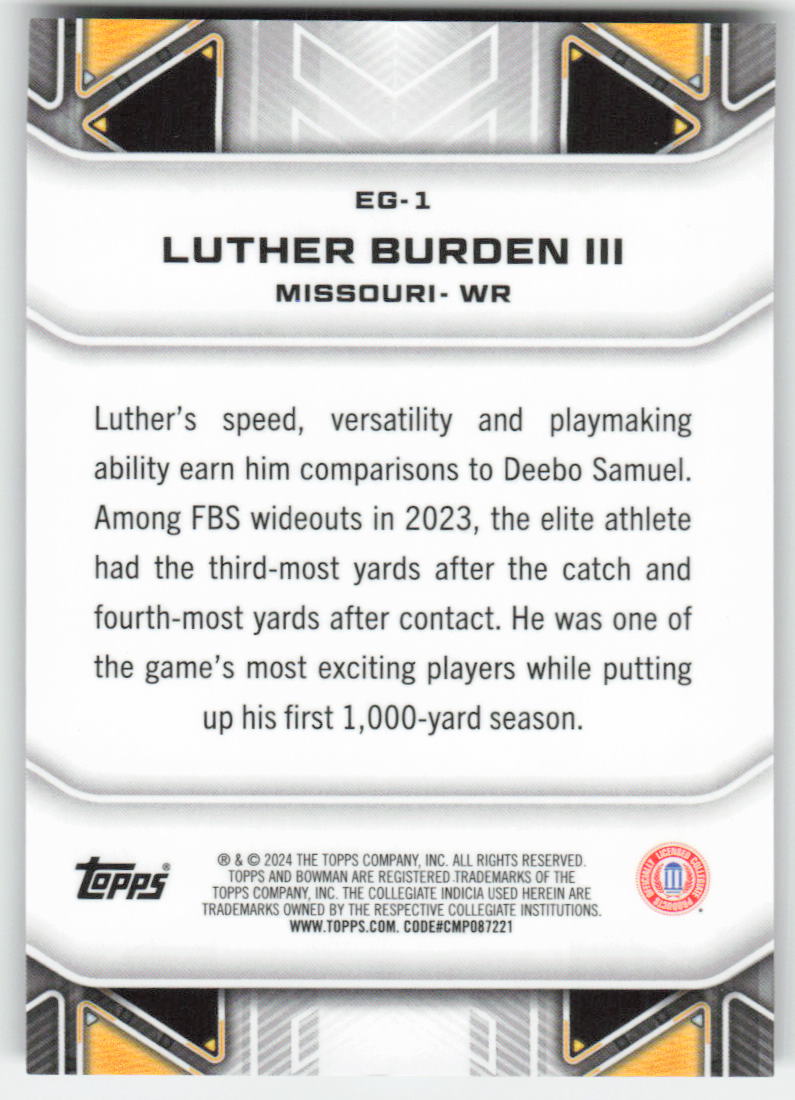 2024 Bowman Best U #EG-1 Luther Burden III Elements Game FB1-734