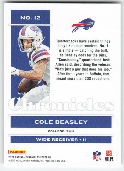 2021 Panini Chronicles #12 Cole Beasley Pink Buffalo Bills FB1-742