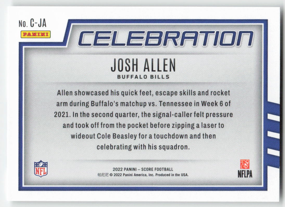 2022 Score #C-JA Josh Allen Celebration Red Buffalo Bills FB1-744
