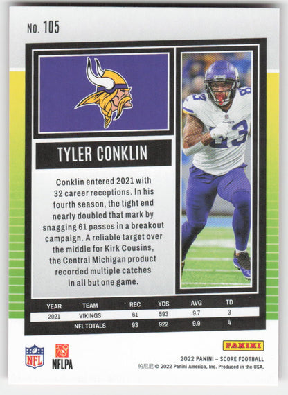 2022 Score #105 Tyler Conklin Red Minnesota Vikings FB1-745