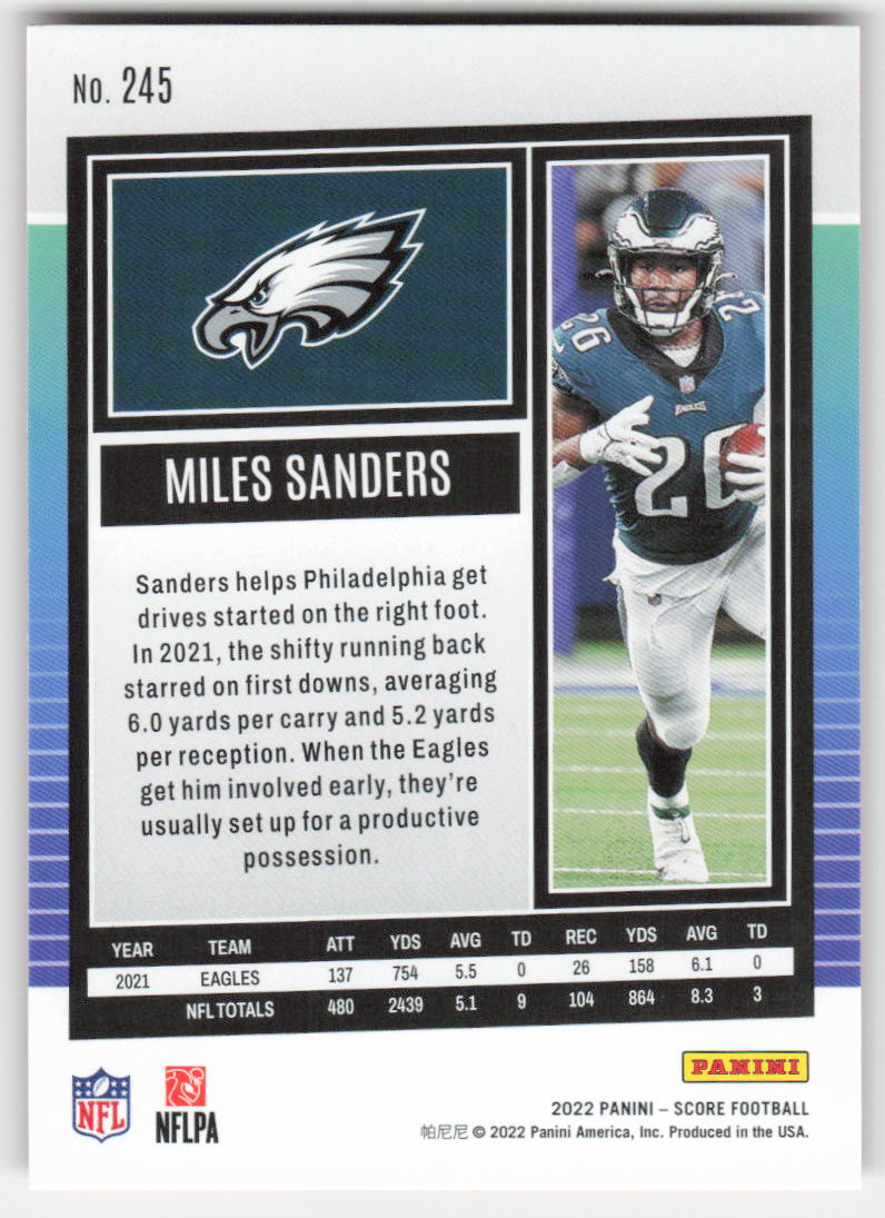 2022 Score #245 Miles Sanders Red Philadelphia Eagles FB1-746