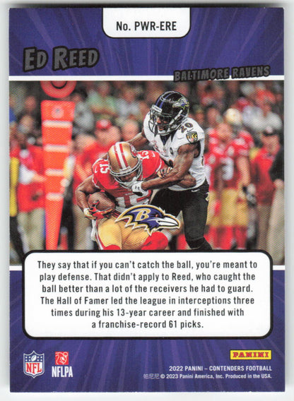 2022 Panini Contenders #PWR-ERE Ed Reed Power Players Emerald FB1-747