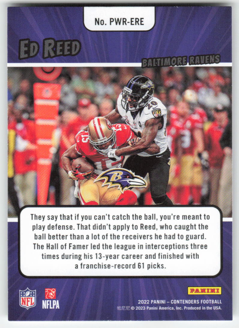 2022 Panini Contenders #PWR-ERE Ed Reed Power Players Baltimore Ravens FB1-748