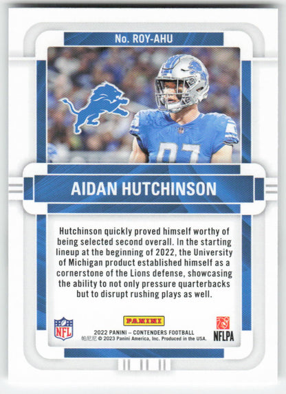 2022 Panini Contenders #ROY-AHU Aidan Hutchinson Rookie Year Green FB1-750