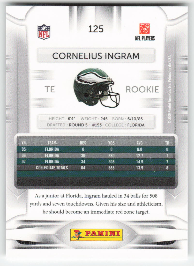2009 Playoff Prestige #125 Cornelius Ingram Philadelphia Eagles Rookie FB1-753