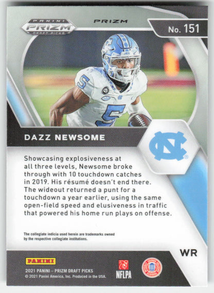 2021 Panini Prizm Draft Picks Collegiate #151 Dazz Newsome Green FB1-758