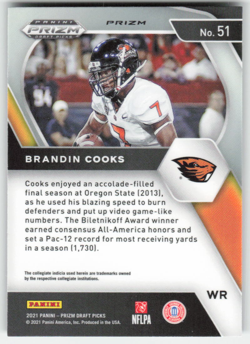 2021 Panini Prizm Draft Picks Collegiate #51 Brandin Cooks Green OSU FB1-760