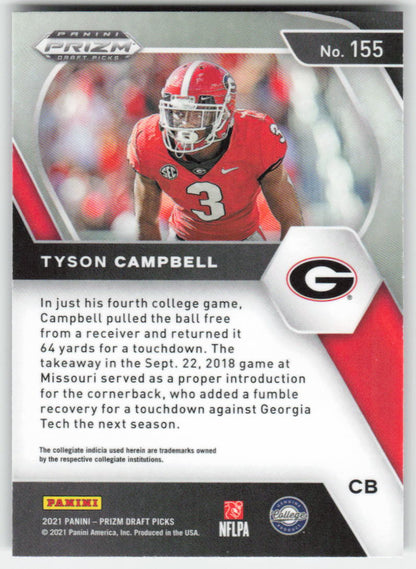 2021 Panini Prizm Draft Picks Collegiate #155 Tyson Campbell Georgia FB1-761