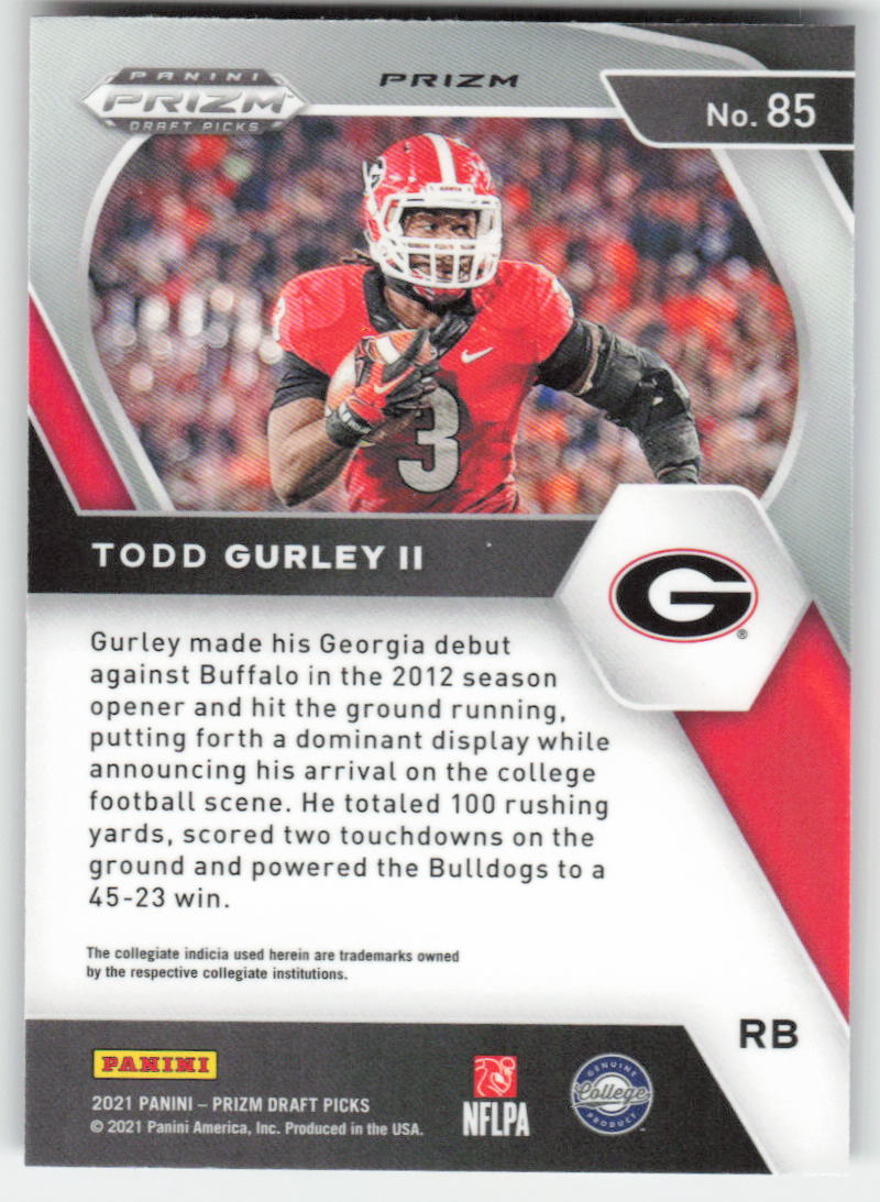 2021 Panini Prizm Draft Picks Collegiate #85 Todd Gurley Red White Blue FB1-762