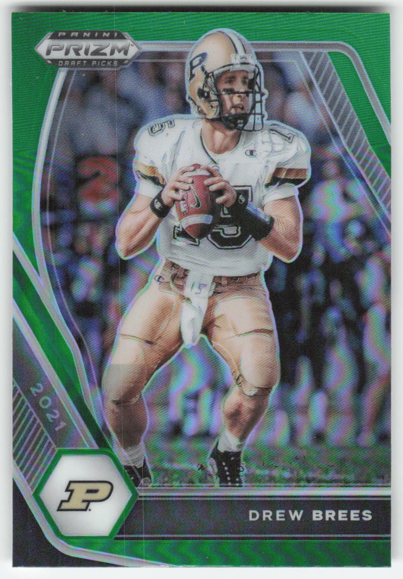 2021 Panini Prizm Draft Picks Collegiate #16 Drew Brees Green Purdue FB1-764