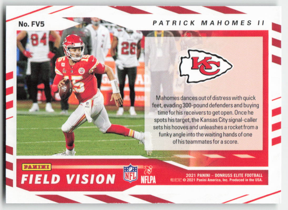 2021 Donruss Elite #FV5 Patrick Mahomes II Field Vision Green Chiefs FB1-766