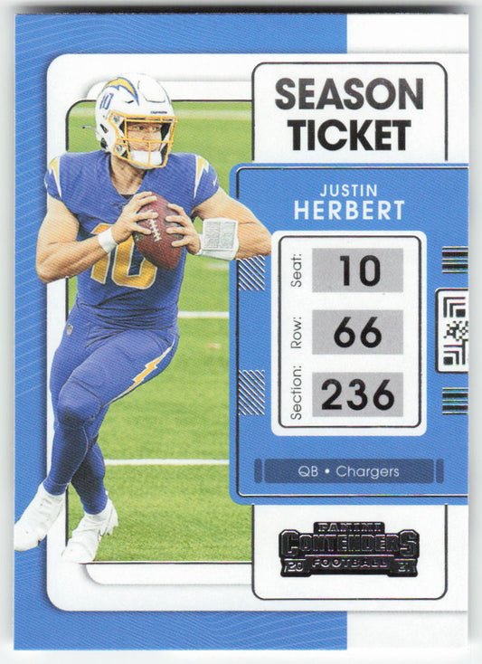 2021 Panini Contenders #51 Justin Herbert Los Angeles Chargers FB1-769