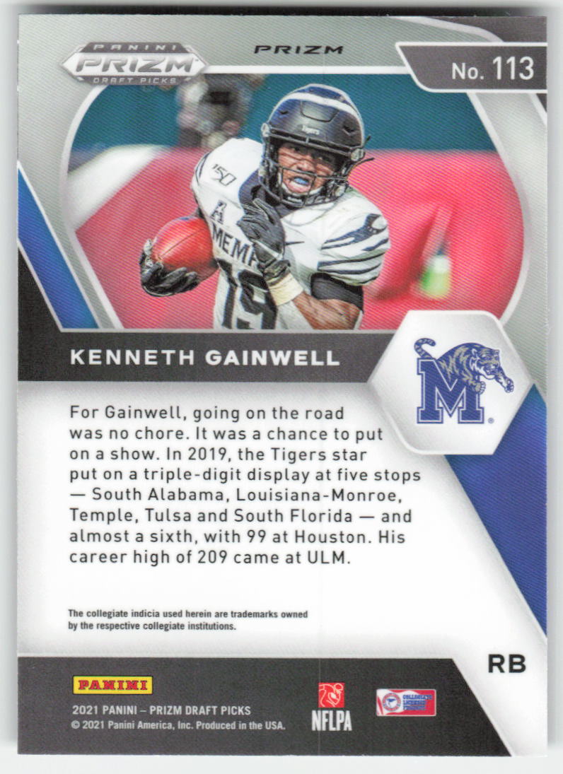2021 Panini Prizm Draft Picks Collegiate #113 Kenneth Gainwell Silver FB1-771