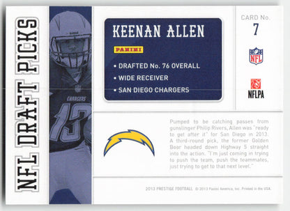 2013 Panini Prestige #7 Keenan Allen NFL Draft Picks Gold Chargers FB1-773