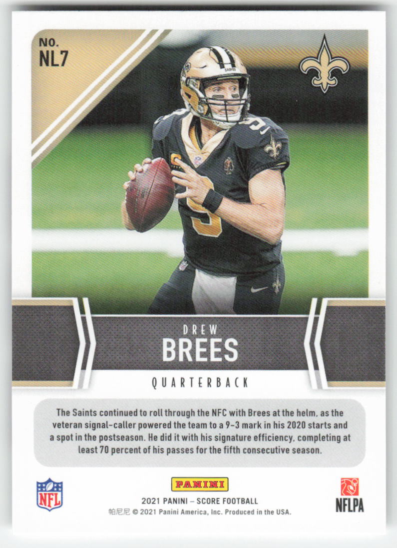 2021 Score #NL7 Drew Brees Next Level Stats Red New Orleans Saints FB1-782