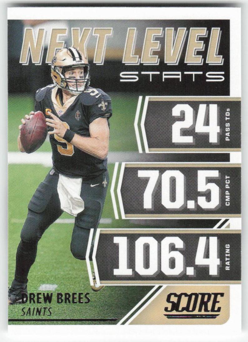 2021 Score #NL7 Drew Brees Next Level Stats Red New Orleans Saints FB1-782