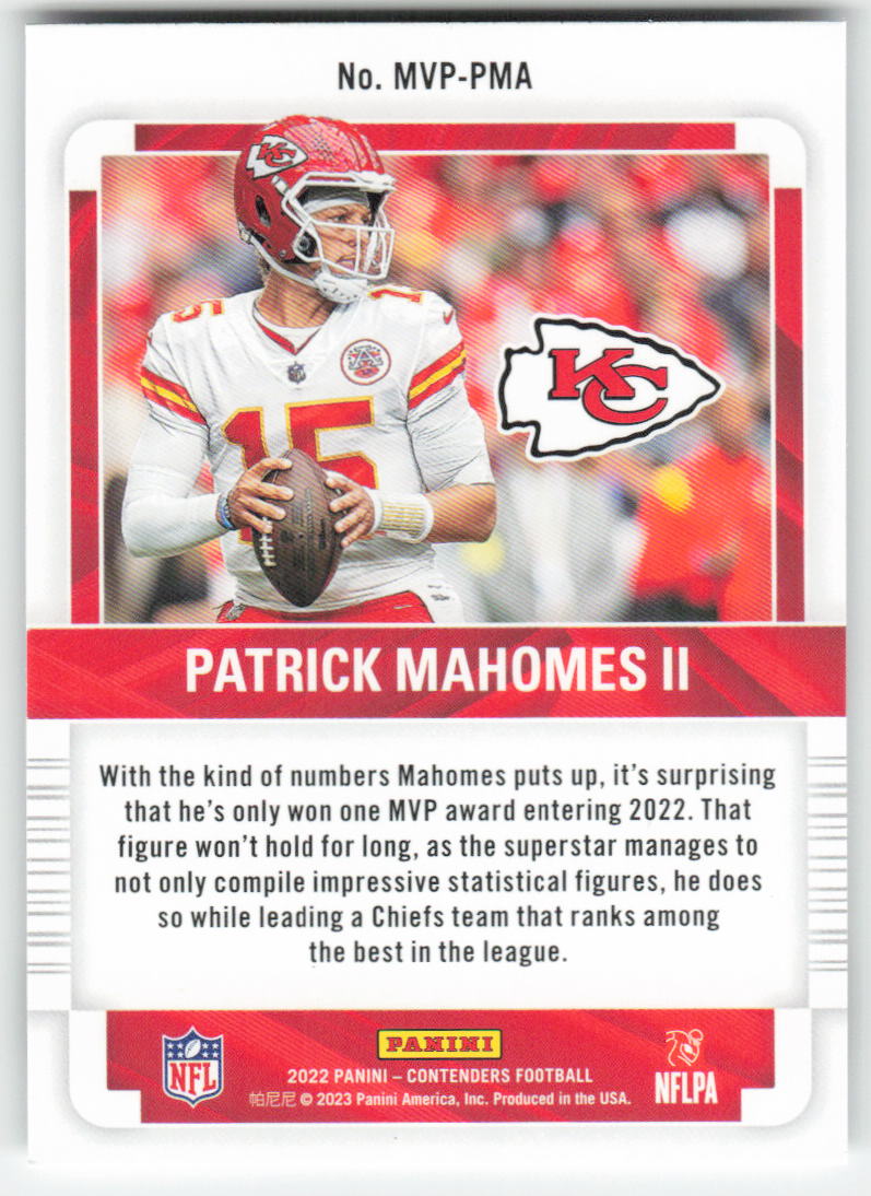 2022 Panini Contenders #MVP-PMA Patrick Mahomes II MVP Emerald FB1-784