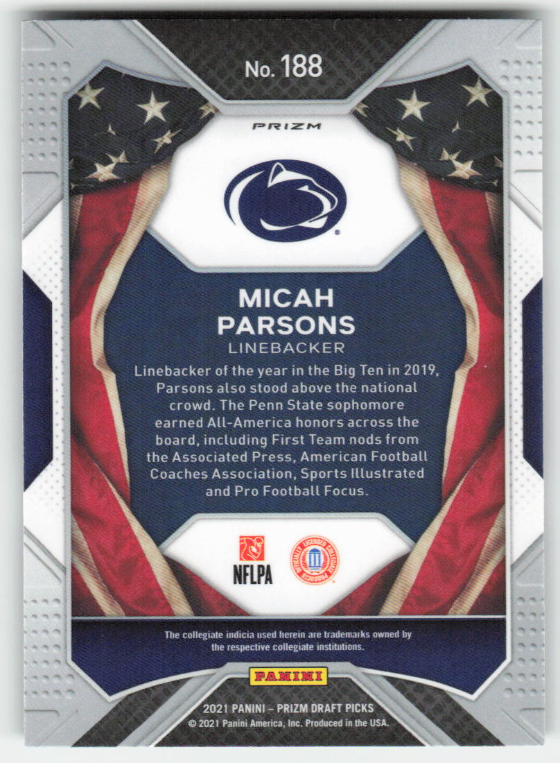 2021 Panini Prizm Draft Picks Collegiate #188 Micah Parsons Green FB1-787