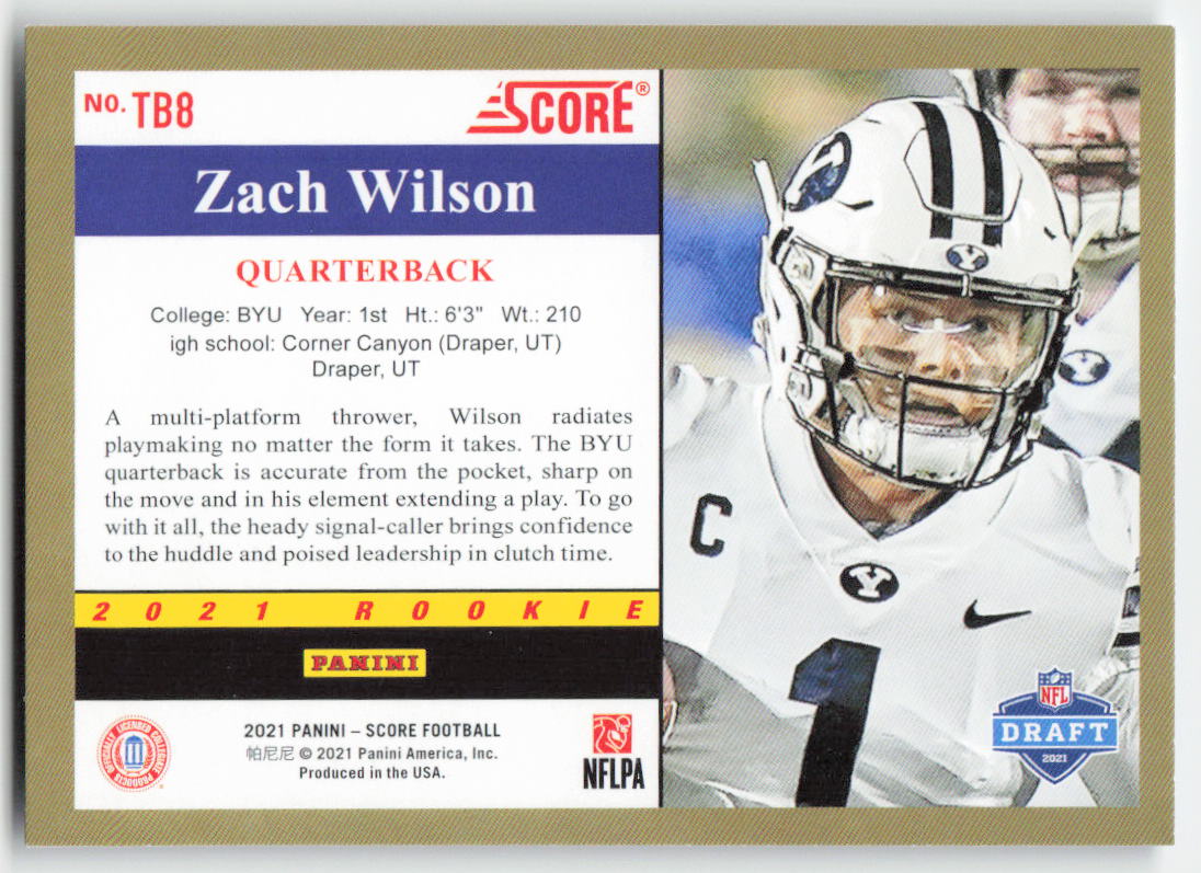 2021 Score #TB8 Zach Wilson 1991 Throwback BYU Cougars FB1-792