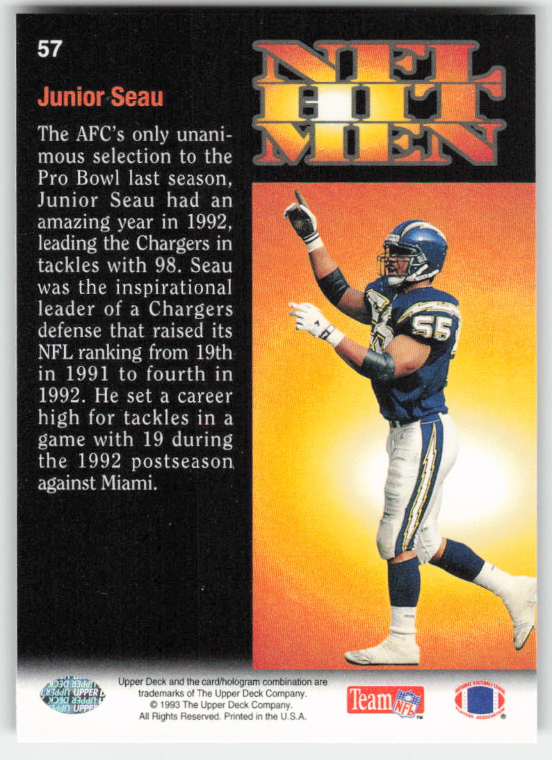 1993 Upper Deck #57 Junior Seau San Diego Chargers FB1-794