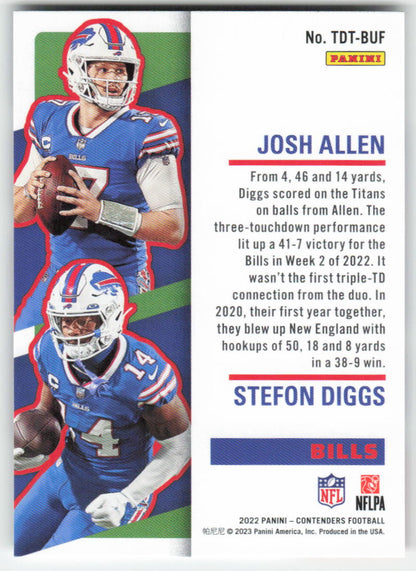 2022 Panini Contenders #TDT-BUF Allen / Diggs Touchdown Tandems Bills FB1-797