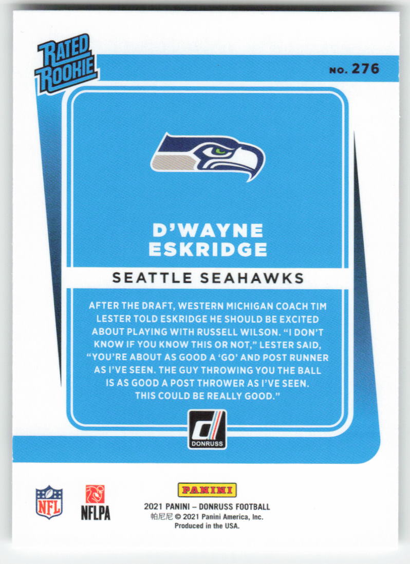 2021 Donruss #276 D'Wayne Eskridge Seattle Seahawks Rookie FB1-798