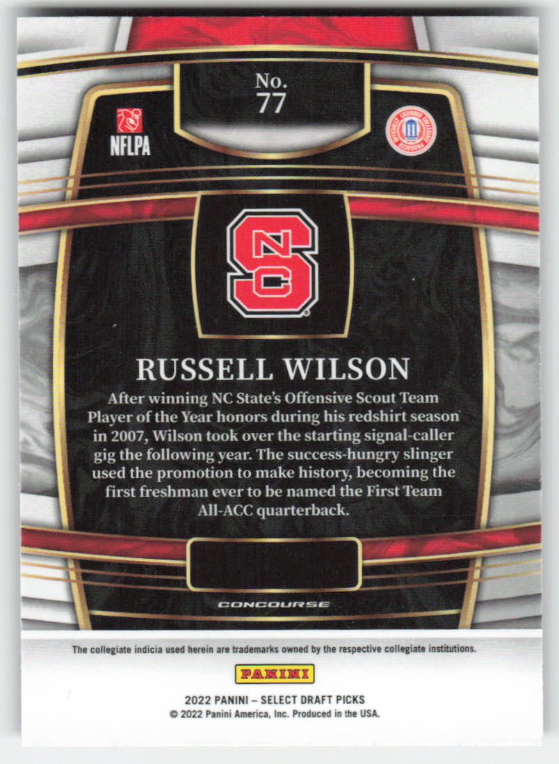2022 Panini Select Draft Picks #77 Russell Wilson Blue Retail Base FB1-799